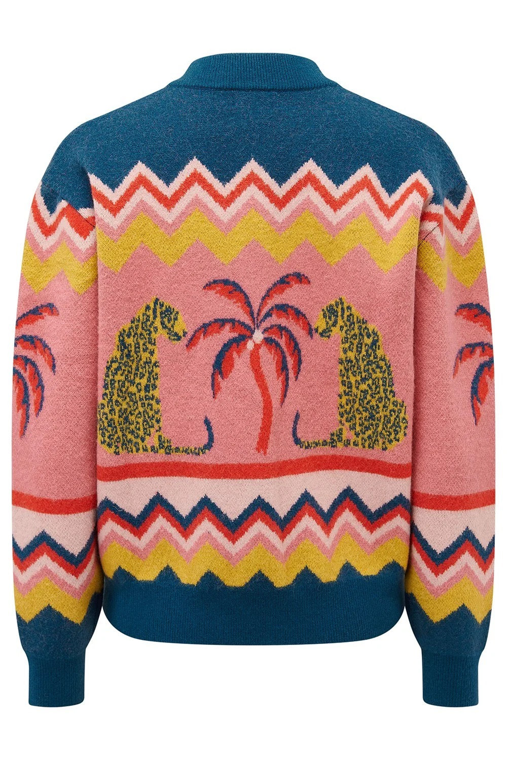Leopard & Palm Trees Knitted Bomber