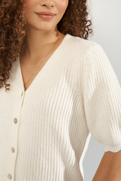 Scallop Edge Cotton Knit Cardigan