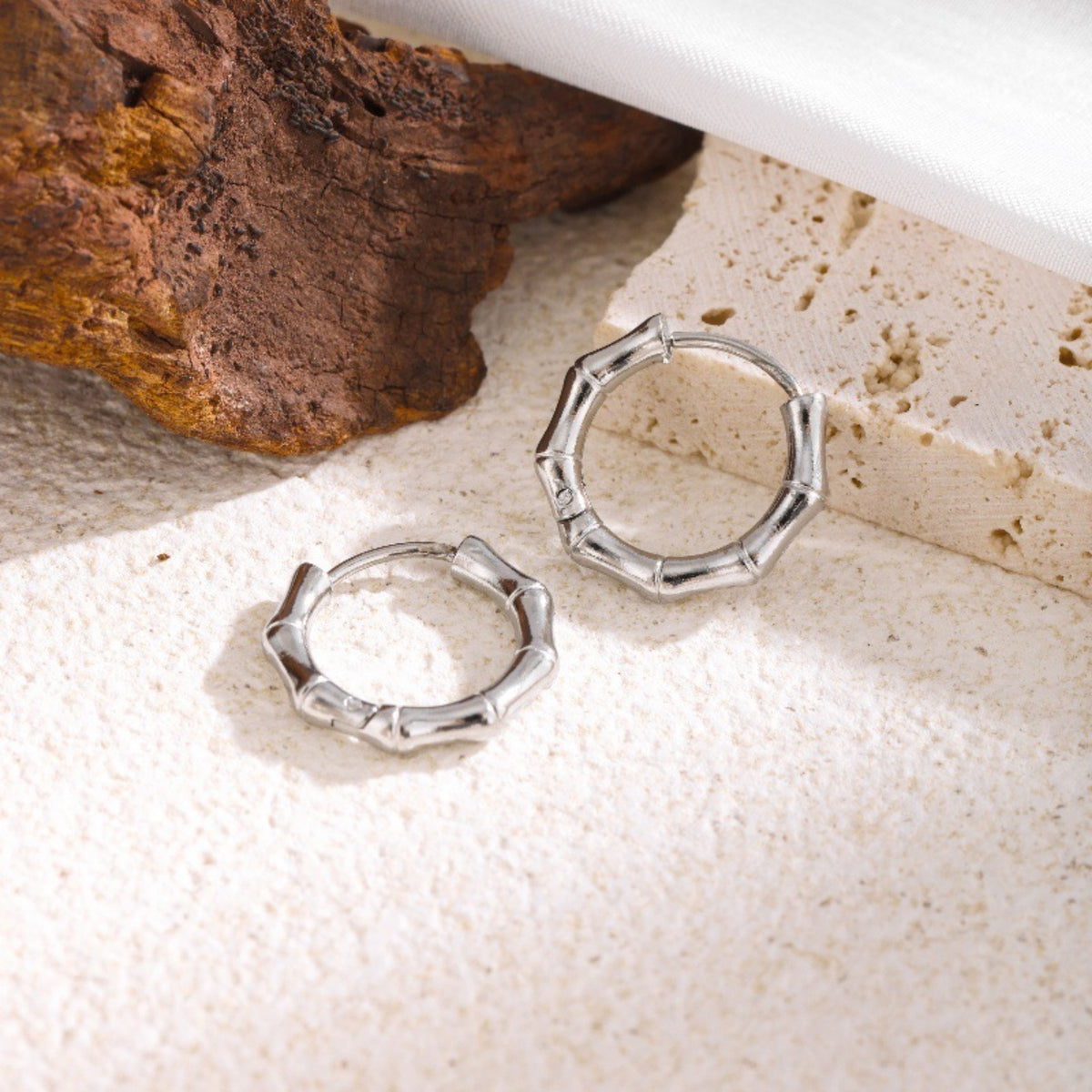 Bamboo Huggie Earrings