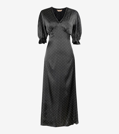 Satin Lace Polka Dot Tea Dress