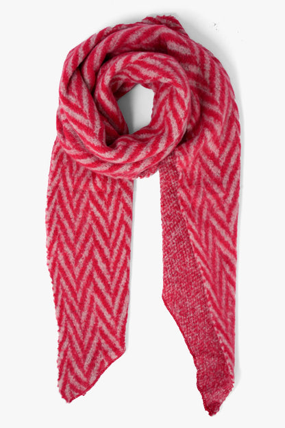 Chevron Asymmetric Snuggle Scarf | Red
