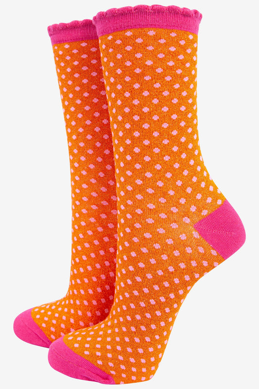 Glitter Socks - Spotty Pink/Org