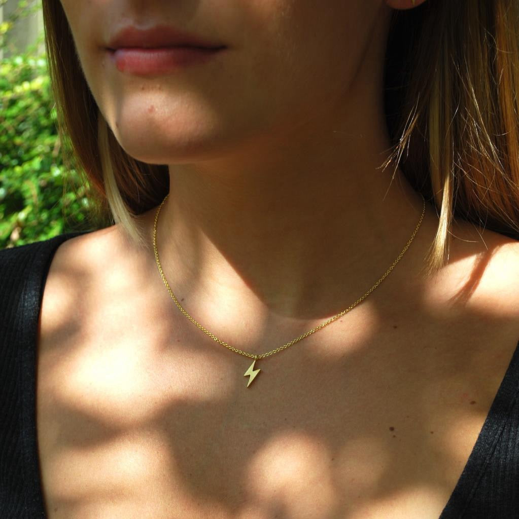 Mini Lightening Bolt Necklace | Gold