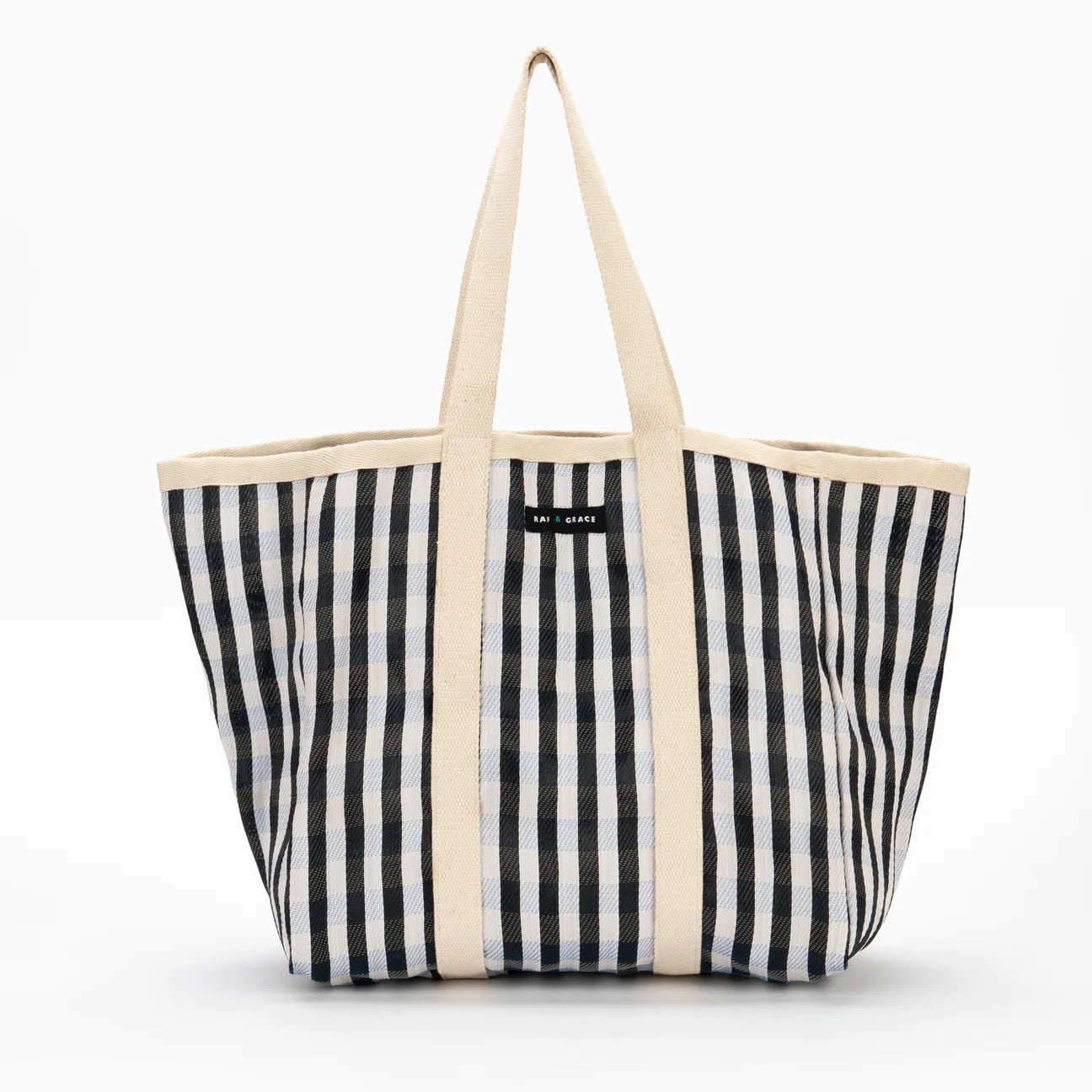 Large Striped Shopper Bag Black & White