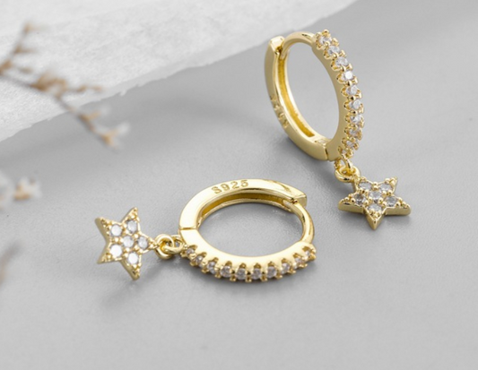 Diamante Star Huggie Earrings