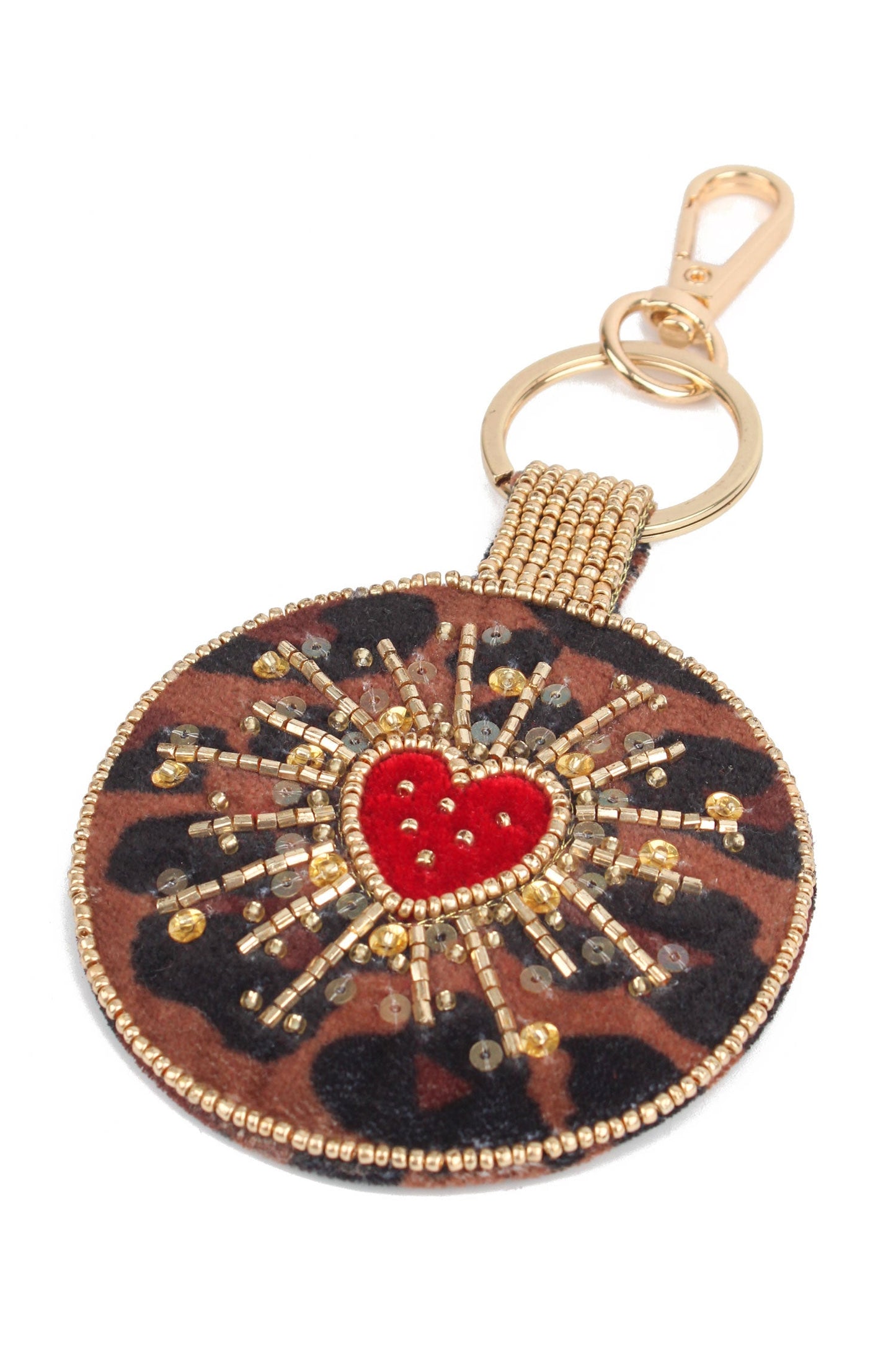 Leopard Print Heart Keyring/Bag Charm