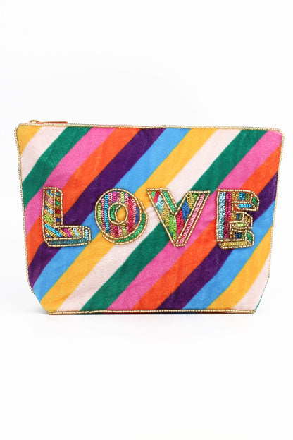 LOVE Beaded Make up Bag
