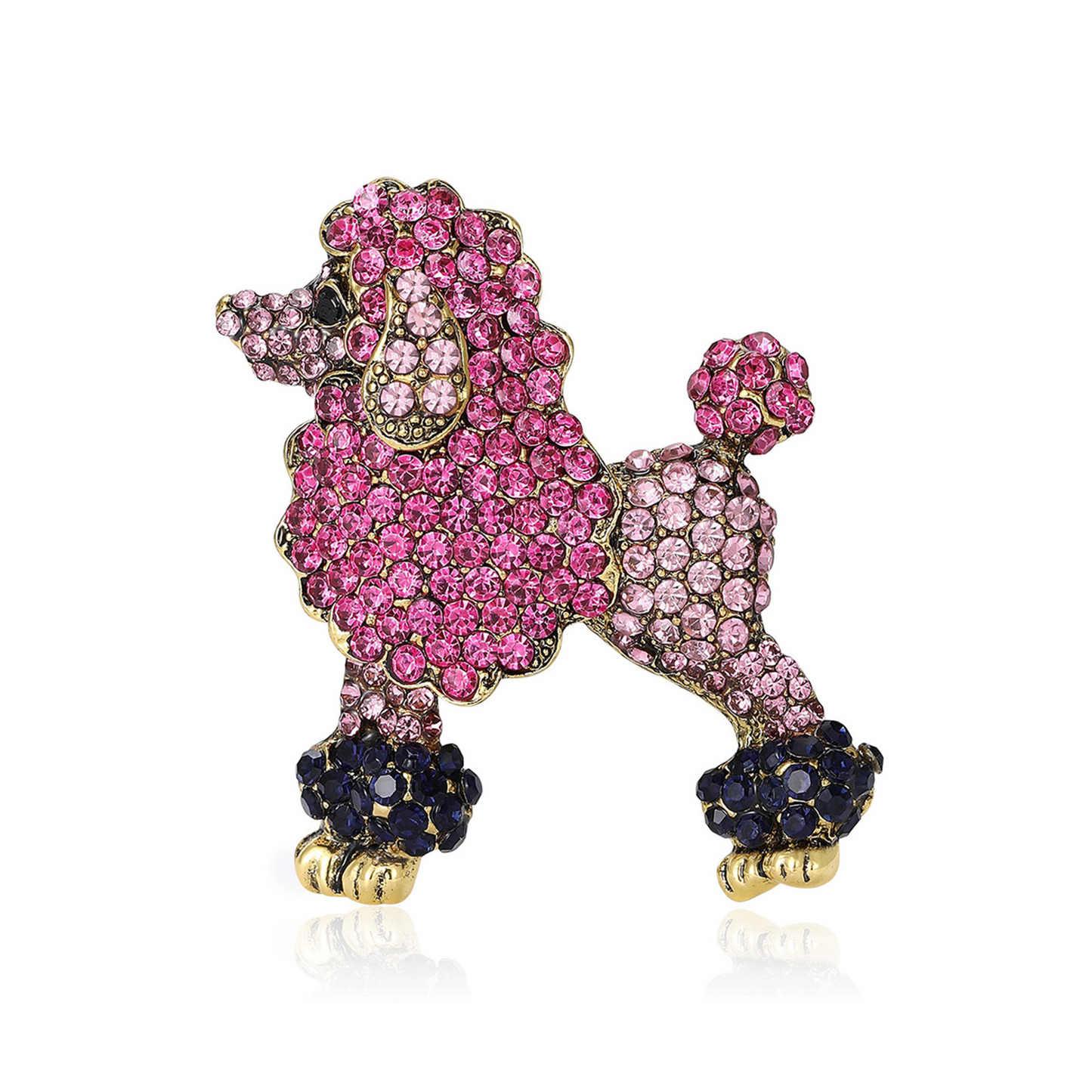 Pink Poodle Crystal Brooch