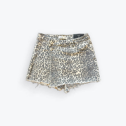 Leopard print shorts on a white background