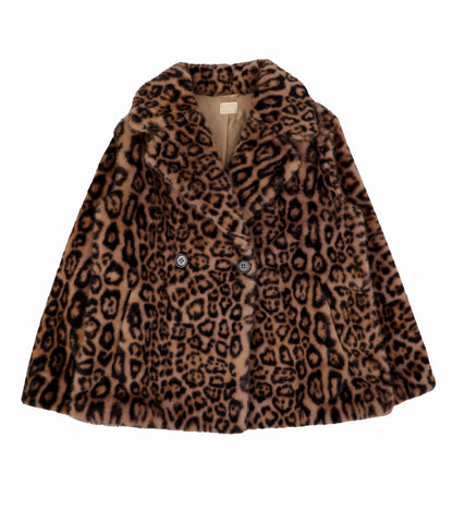 leopard print faux fur short coat