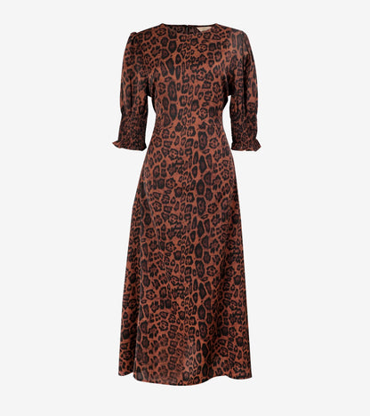 Leopard Print Tea Dress Midi Length 