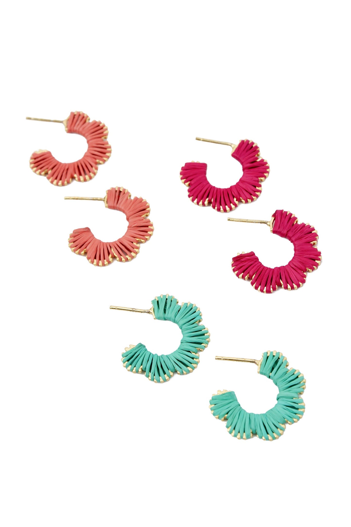 Small Hoop Flower Fan Earrings