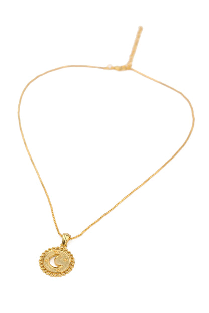 Moon Disc Pendant Necklace