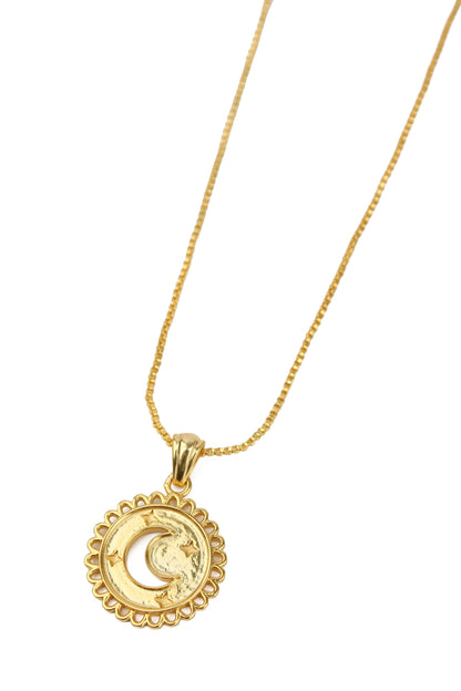 Moon Disc Pendant Necklace