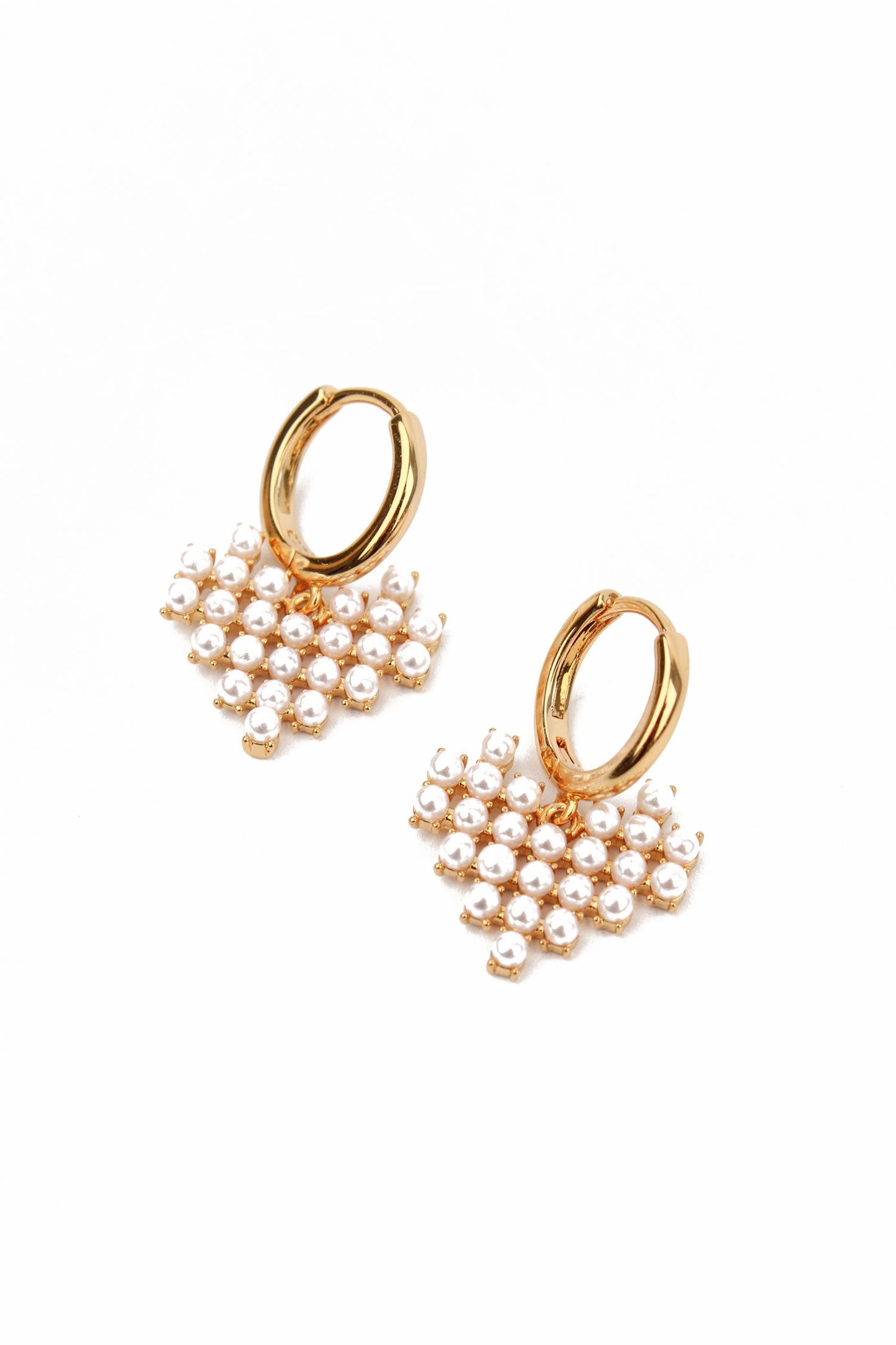 Pearl Heart Huggie Hoops