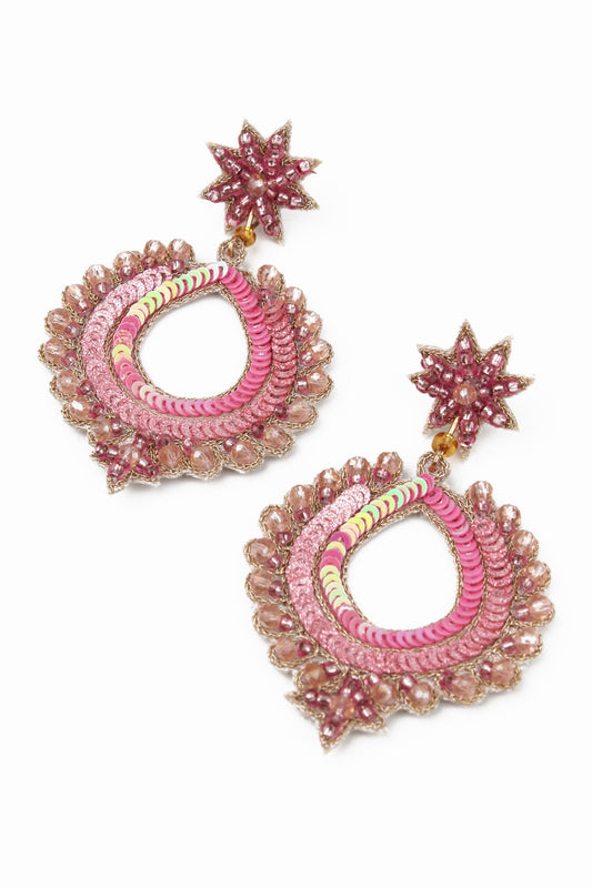 Pink Peacock Earrings