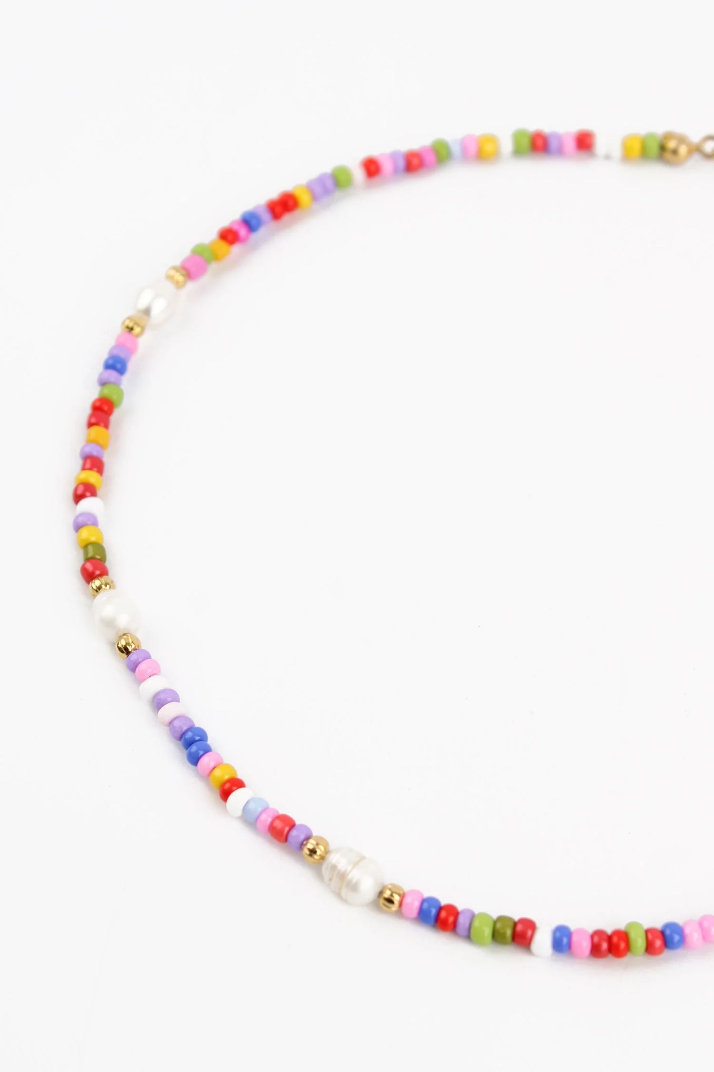 Rainbow Bead & Pearl Necklace