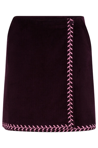Corduroy Wrap Mini Skirt