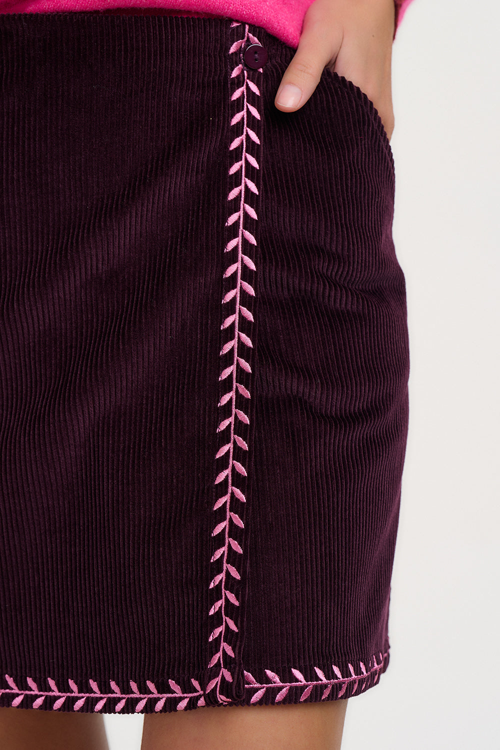 Corduroy Wrap Mini Skirt