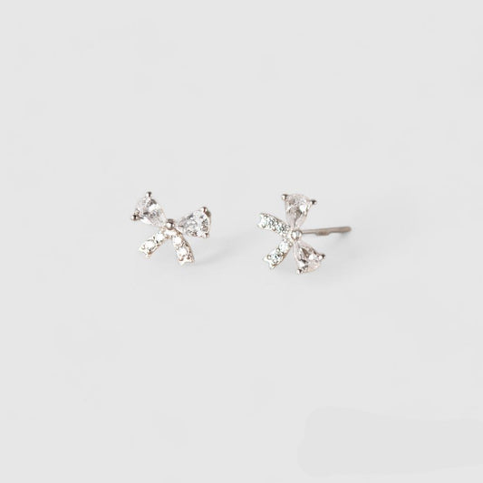 Diamanté Tiny Bow Stud Earrings
