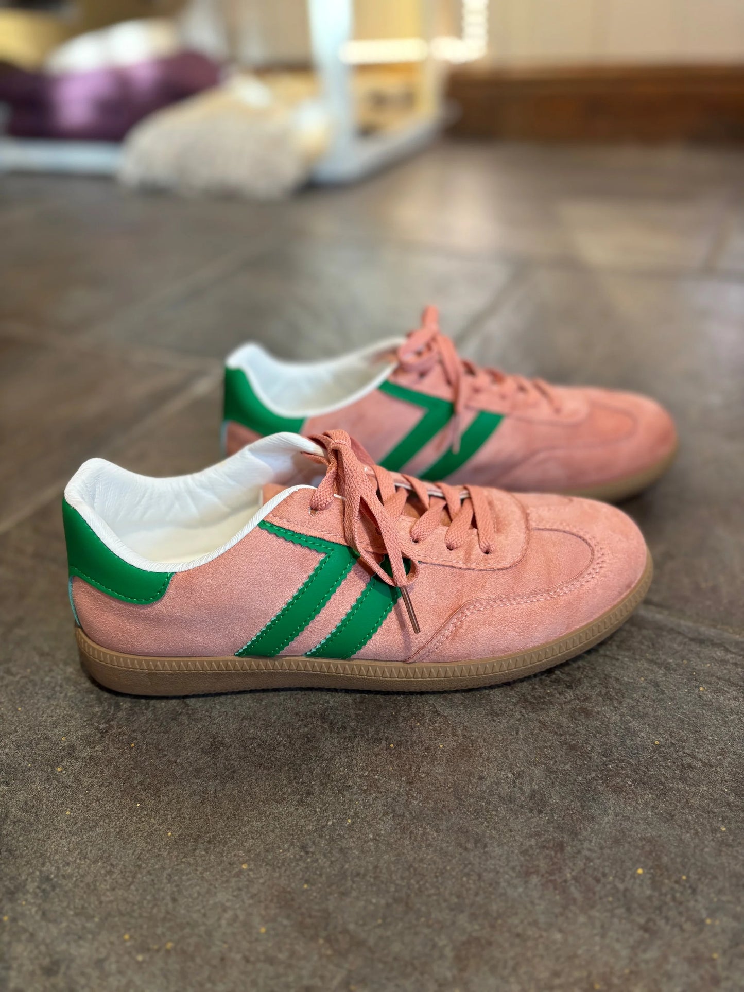 Stripe Trainers - Leopard, Lilac, Pink