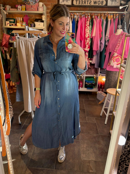 Denim Tencel Shirt Dress