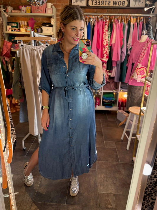 Denim Tencel Shirt Dress
