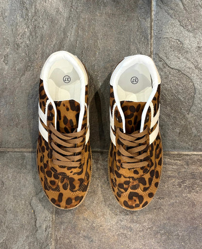 Stripe Trainers - Leopard, Lilac, Pink
