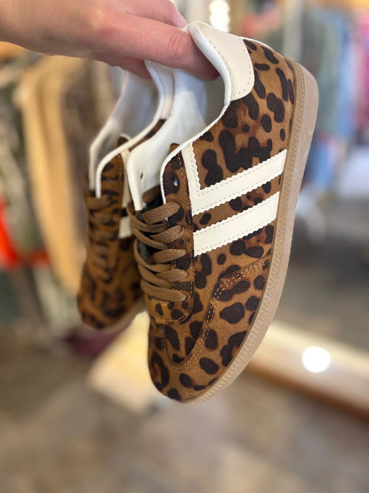 Stripe Trainers - Leopard, Lilac, Pink