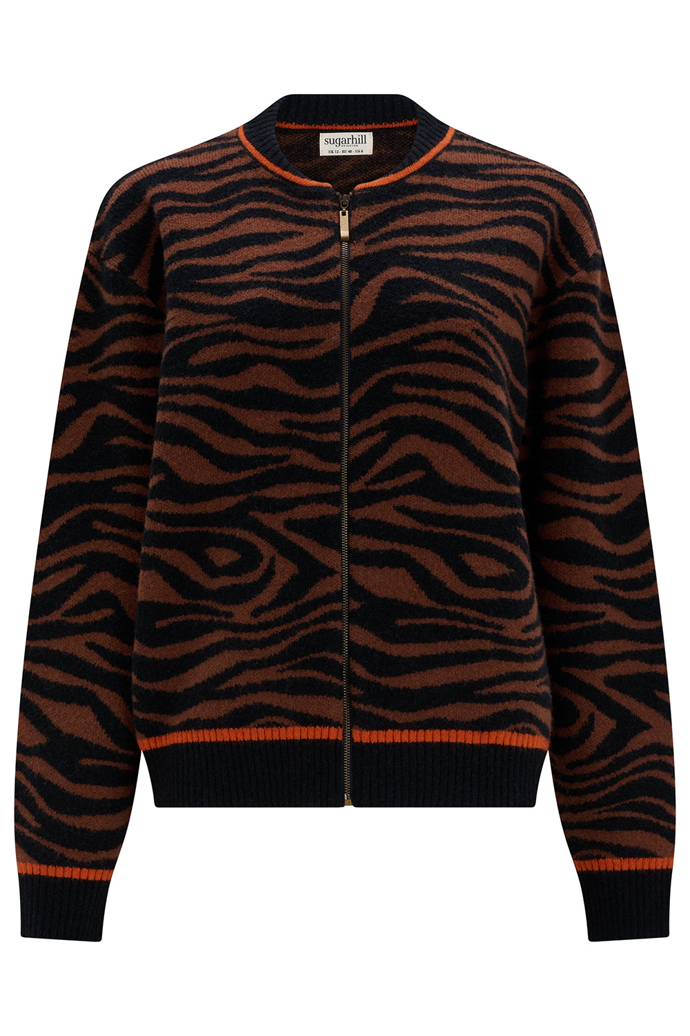 Tiger Print Knitted Bomber Jacket